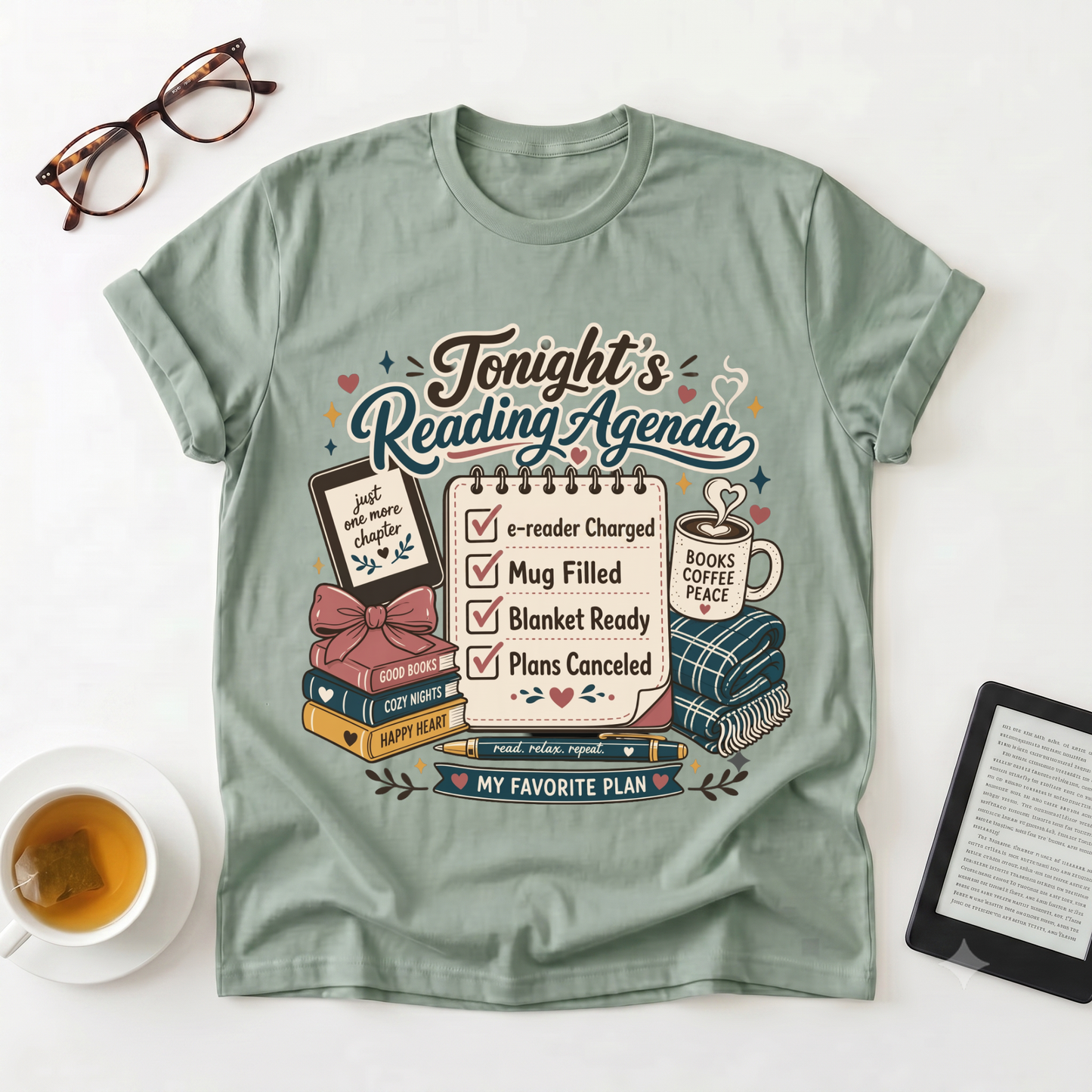 Reading Night T-Shirt — "Tonight’s Reading Agenda" Book Lover Tee