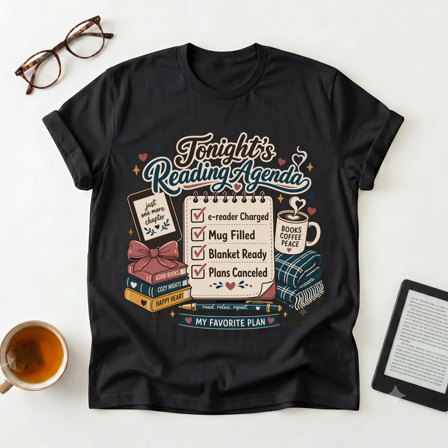 Reading Night T-Shirt — "Tonight’s Reading Agenda" Book Lover Tee
