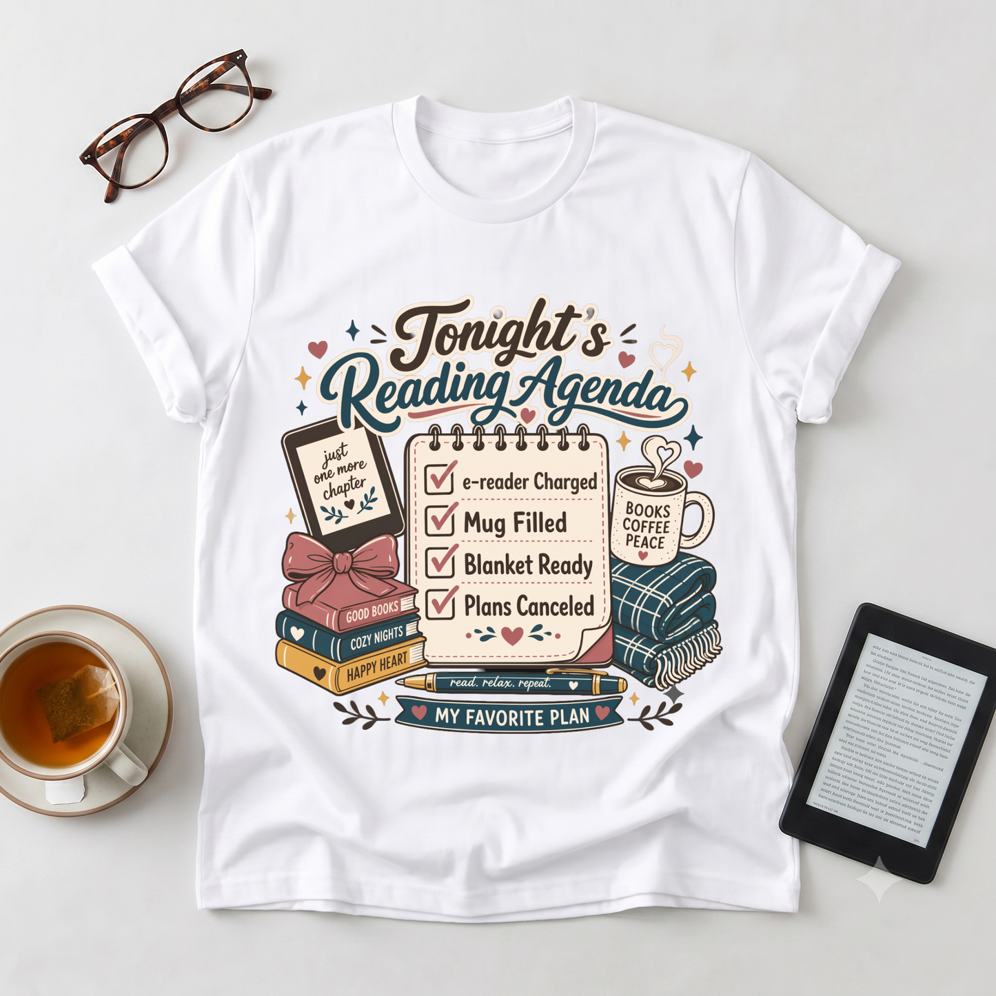Reading Night T-Shirt — "Tonight’s Reading Agenda" Book Lover Tee