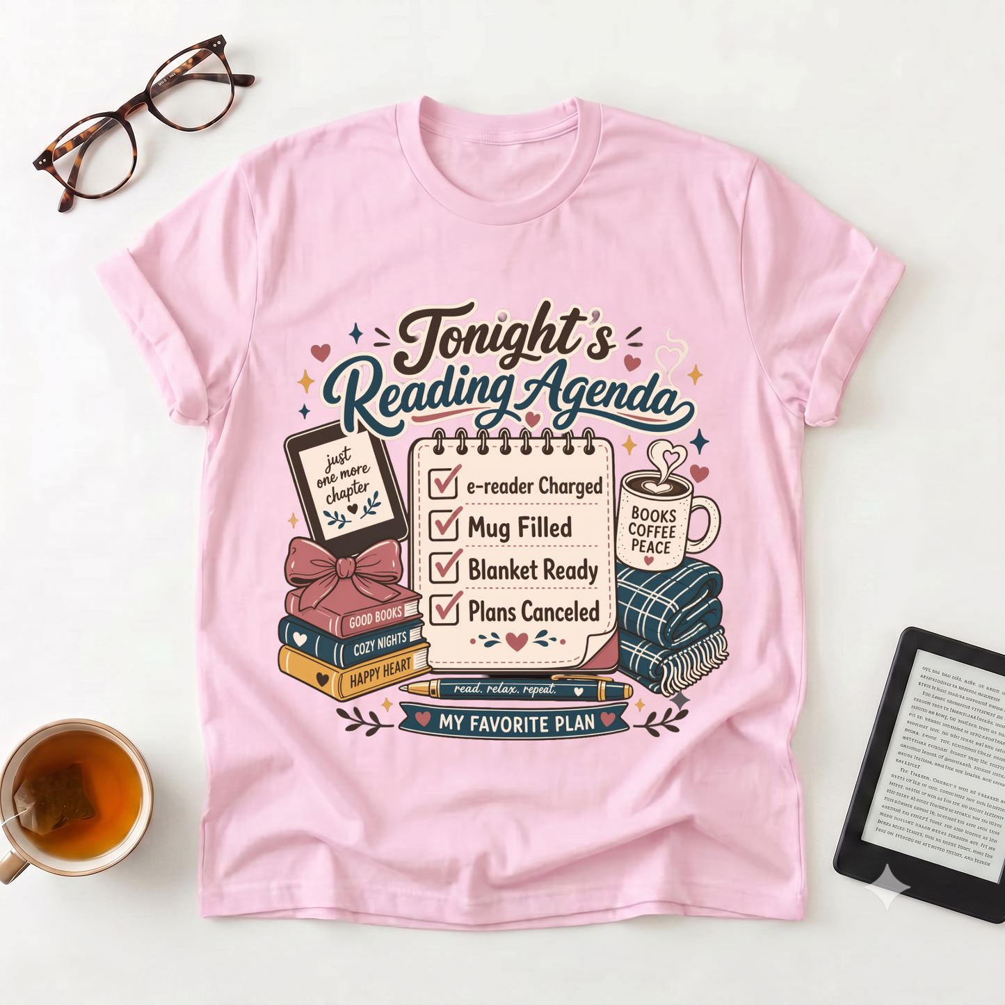 Reading Night T-Shirt — "Tonight’s Reading Agenda" Book Lover Tee
