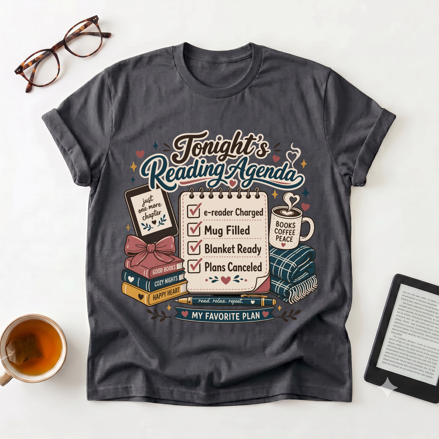 Reading Night T-Shirt — "Tonight’s Reading Agenda" Book Lover Tee