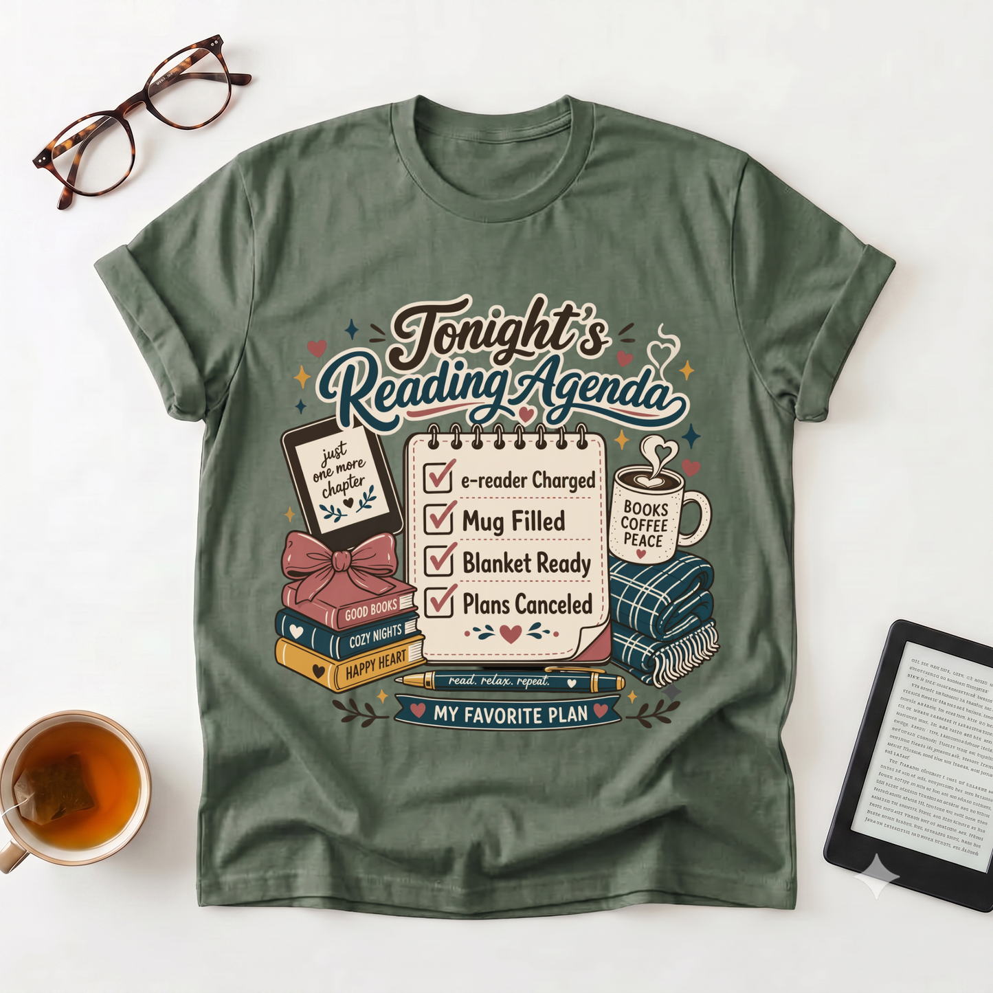 Reading Night T-Shirt — "Tonight’s Reading Agenda" Book Lover Tee