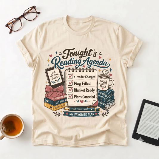 Reading Night T-Shirt — "Tonight’s Reading Agenda" Book Lover Tee