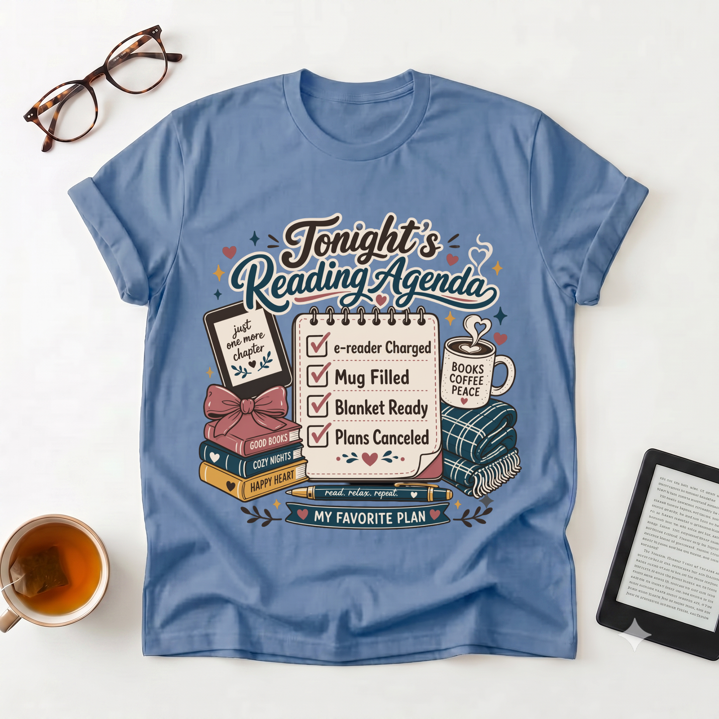 Reading Night T-Shirt — "Tonight’s Reading Agenda" Book Lover Tee
