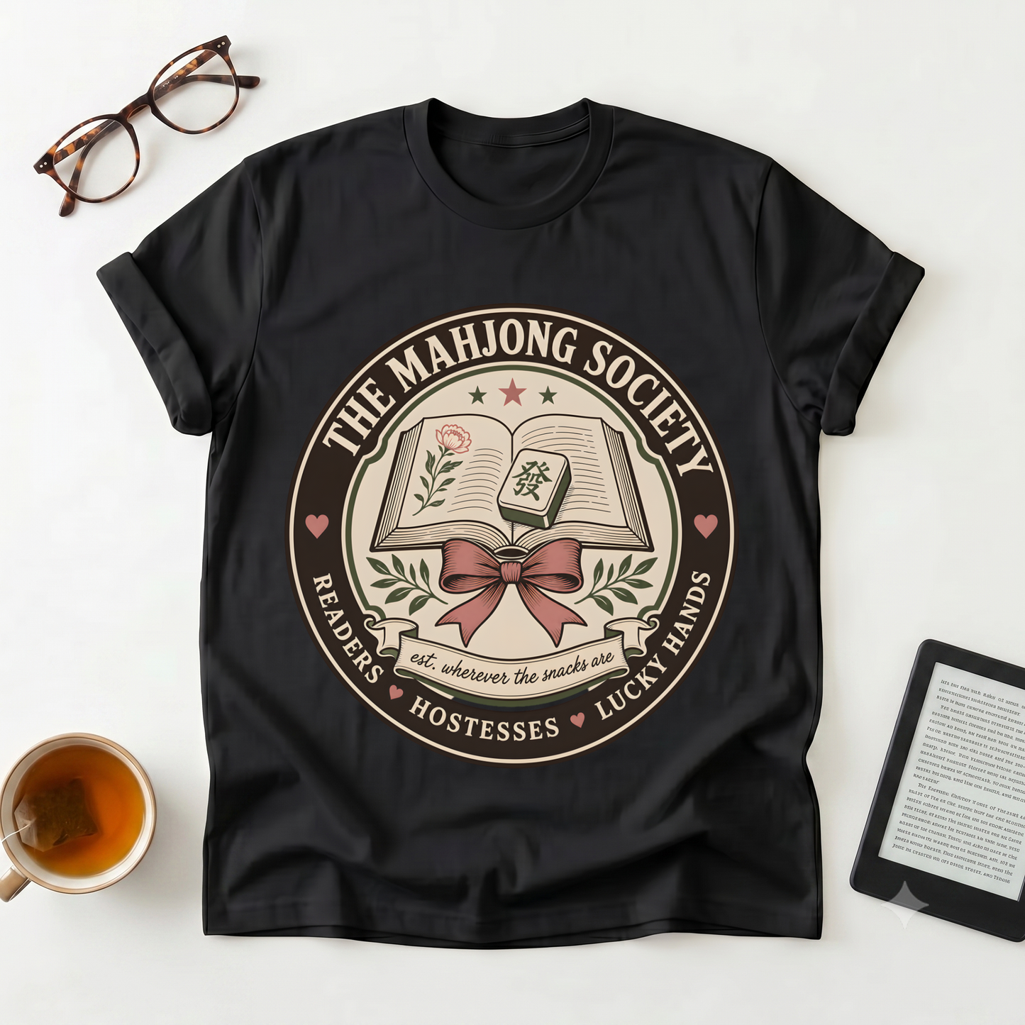 Mahjong Society Graphic T-Shirt — "The Mahjong Society" Vintage Emblem