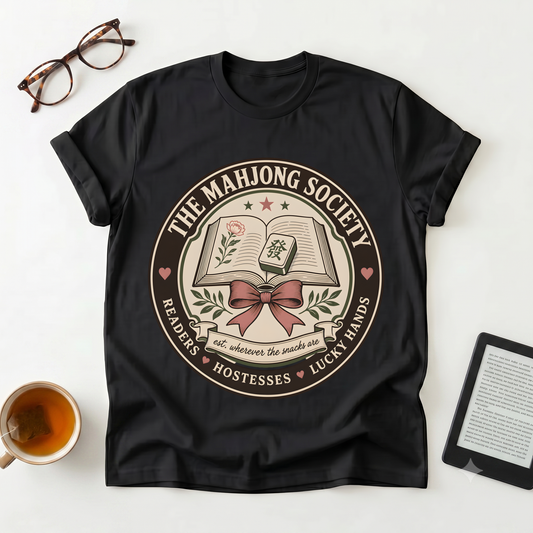 Mahjong Society Graphic T-Shirt — "The Mahjong Society" Vintage Emblem