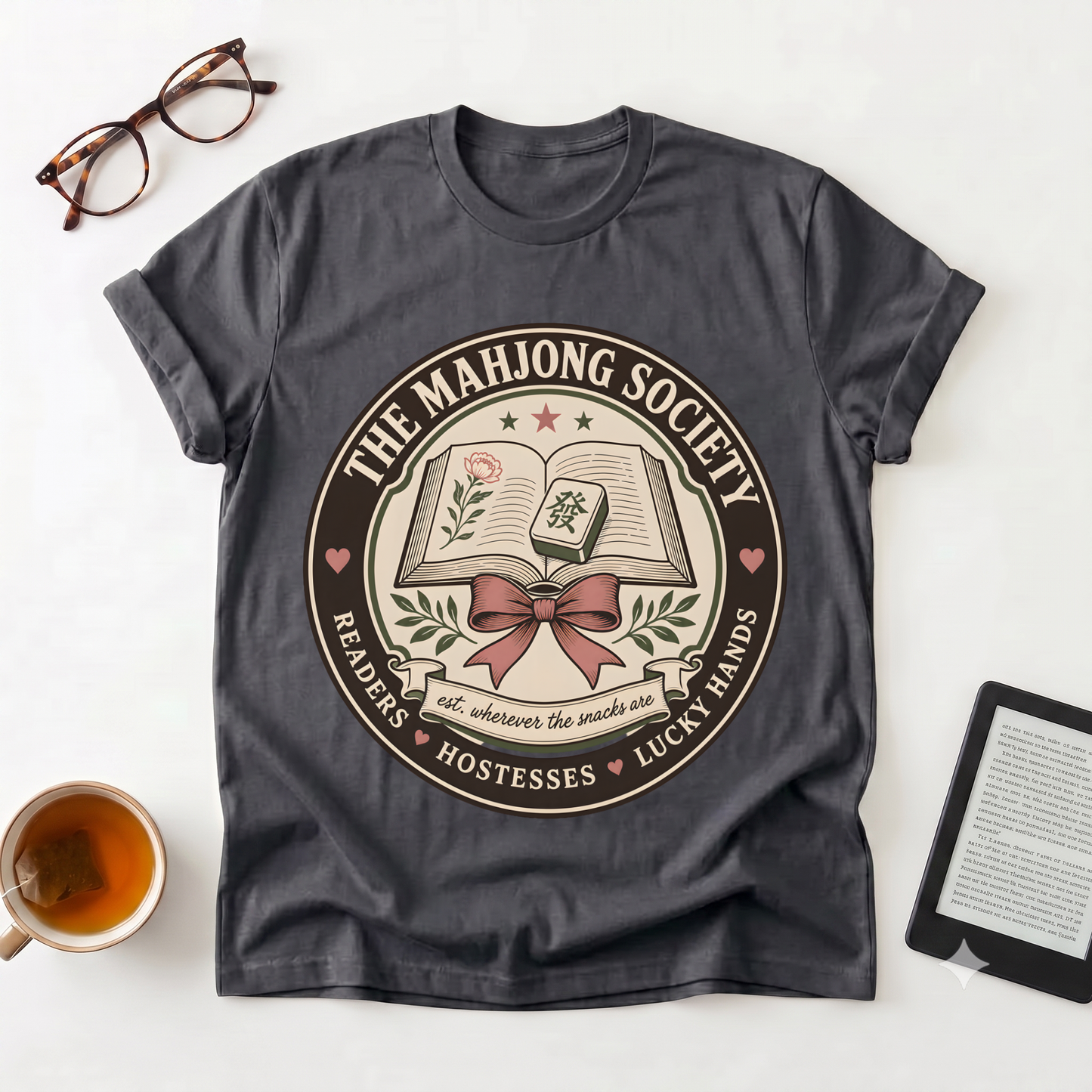 Mahjong Society Graphic T-Shirt — "The Mahjong Society" Vintage Emblem
