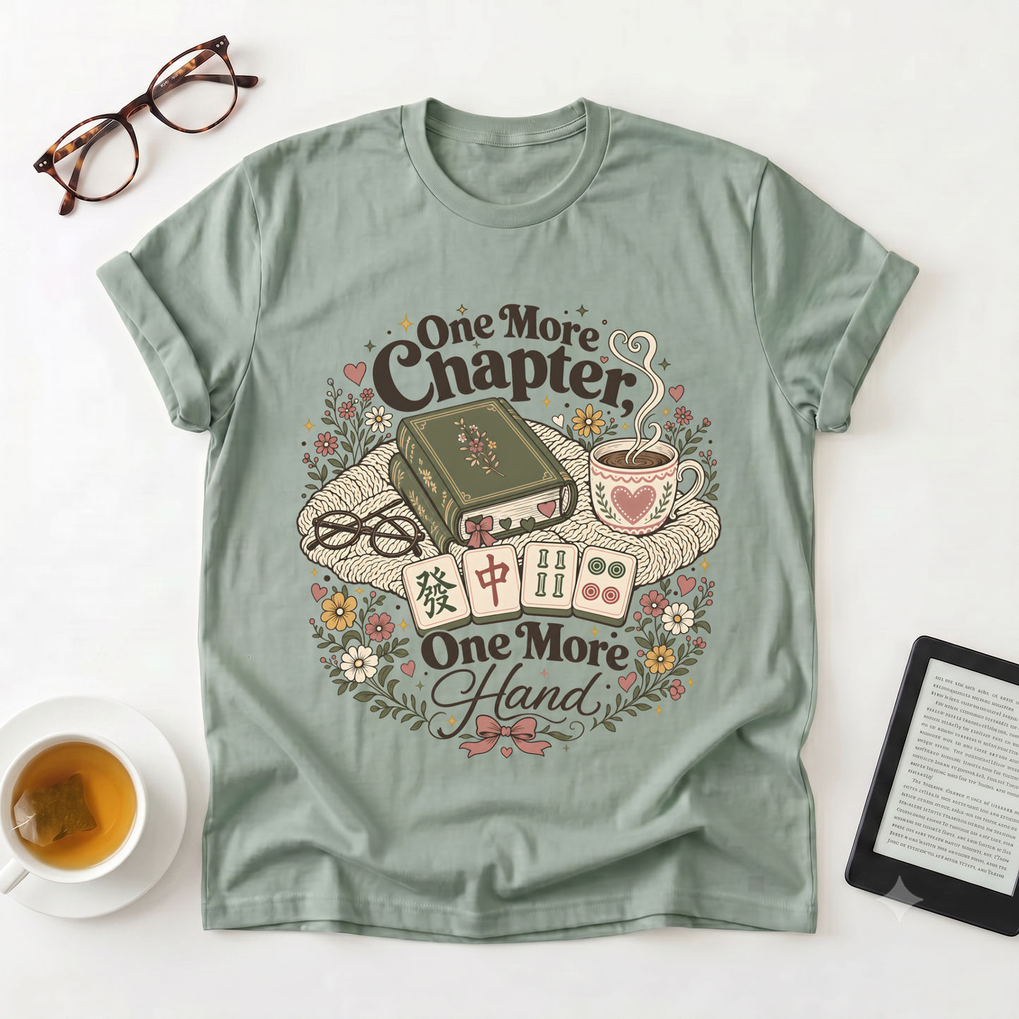 Book Lover Mahjong T‑Shirt — “One More Chapter, One More Hand” Cozy Reading & Game Night Tee