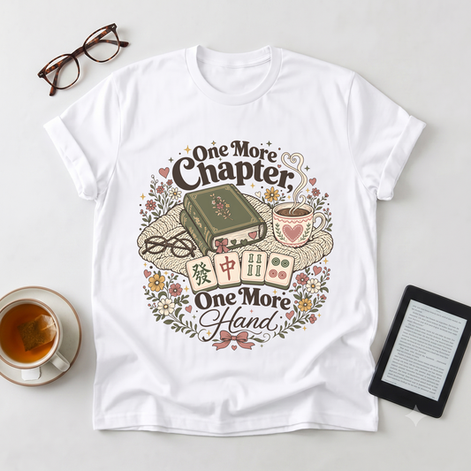 Book Lover Mahjong T‑Shirt — “One More Chapter, One More Hand” Cozy Reading & Game Night Tee