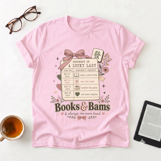 Books & Bams T-Shirt — "Property of a Lucky Lady" Reading Floral Graphic Tee
