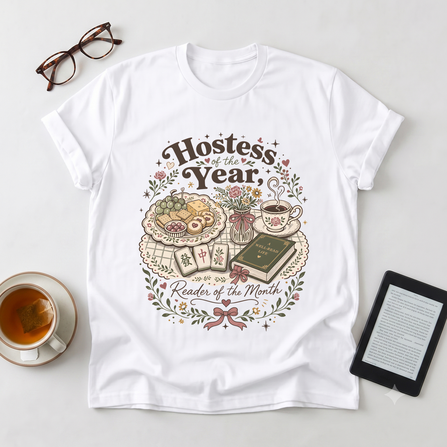 Hostess of the Year T-Shirt — Vintage Tea & Treats Design (Reader of the Month)