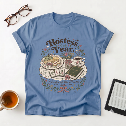 Hostess of the Year T-Shirt — Vintage Tea & Treats Design (Reader of the Month)