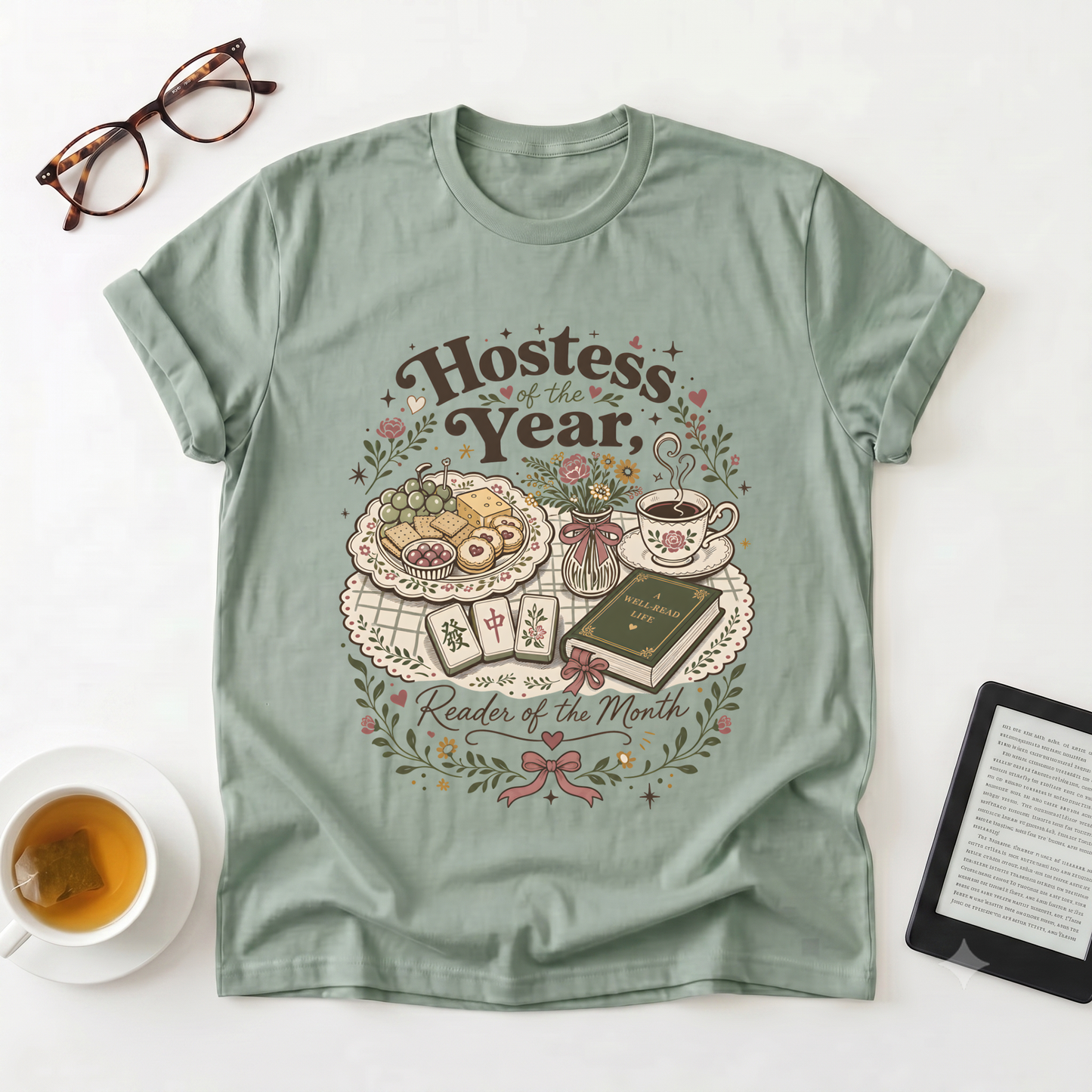 Hostess of the Year T-Shirt — Vintage Tea & Treats Design (Reader of the Month)