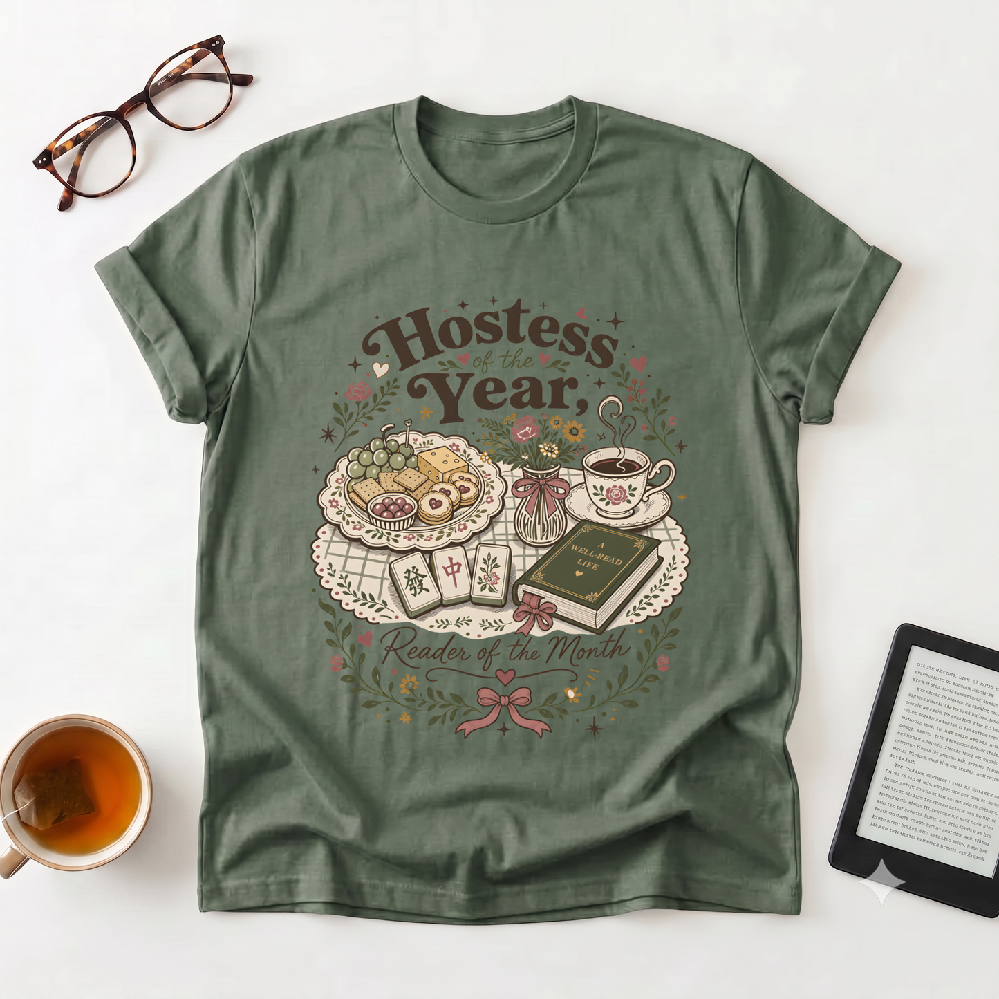 Hostess of the Year T-Shirt — Vintage Tea & Treats Design (Reader of the Month)