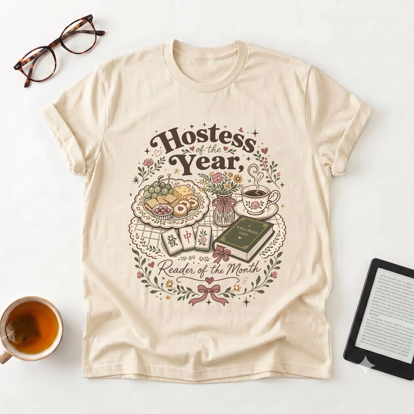 Hostess of the Year T-Shirt — Vintage Tea & Treats Design (Reader of the Month)