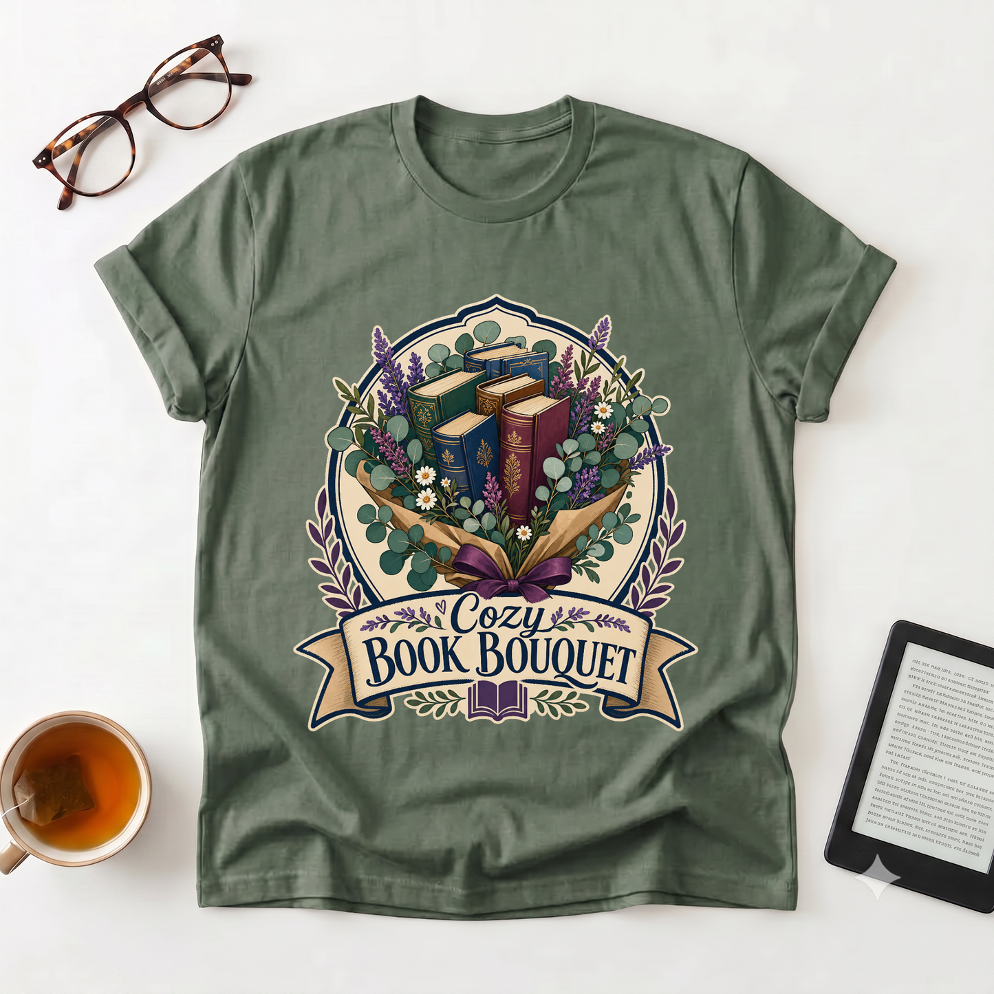 Cozy Book Bouquet T-Shirt