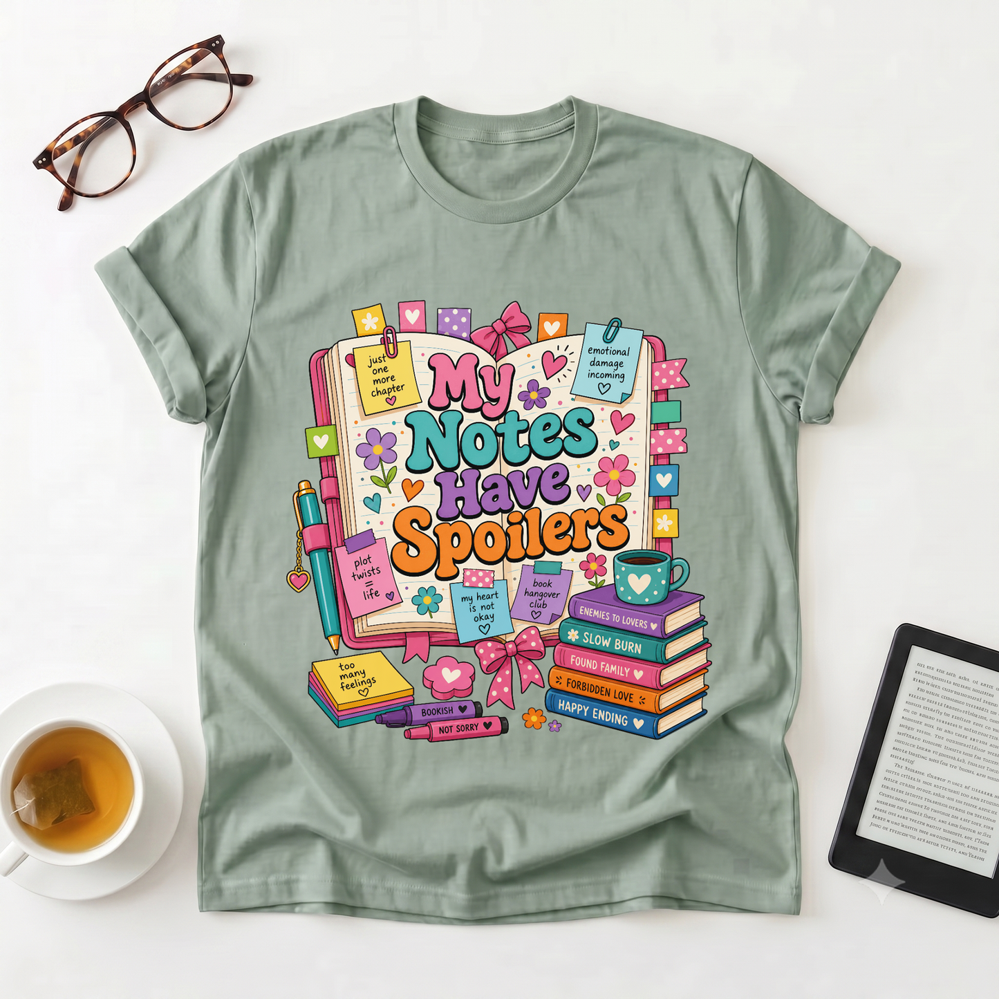 T-Shirt — "My Notes Have Spoilers" Cute Bookish Graphic Tee