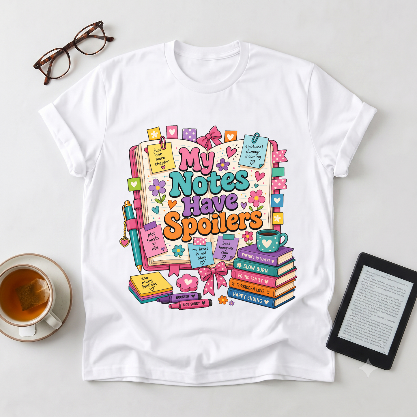 T-Shirt — "My Notes Have Spoilers" Cute Bookish Graphic Tee