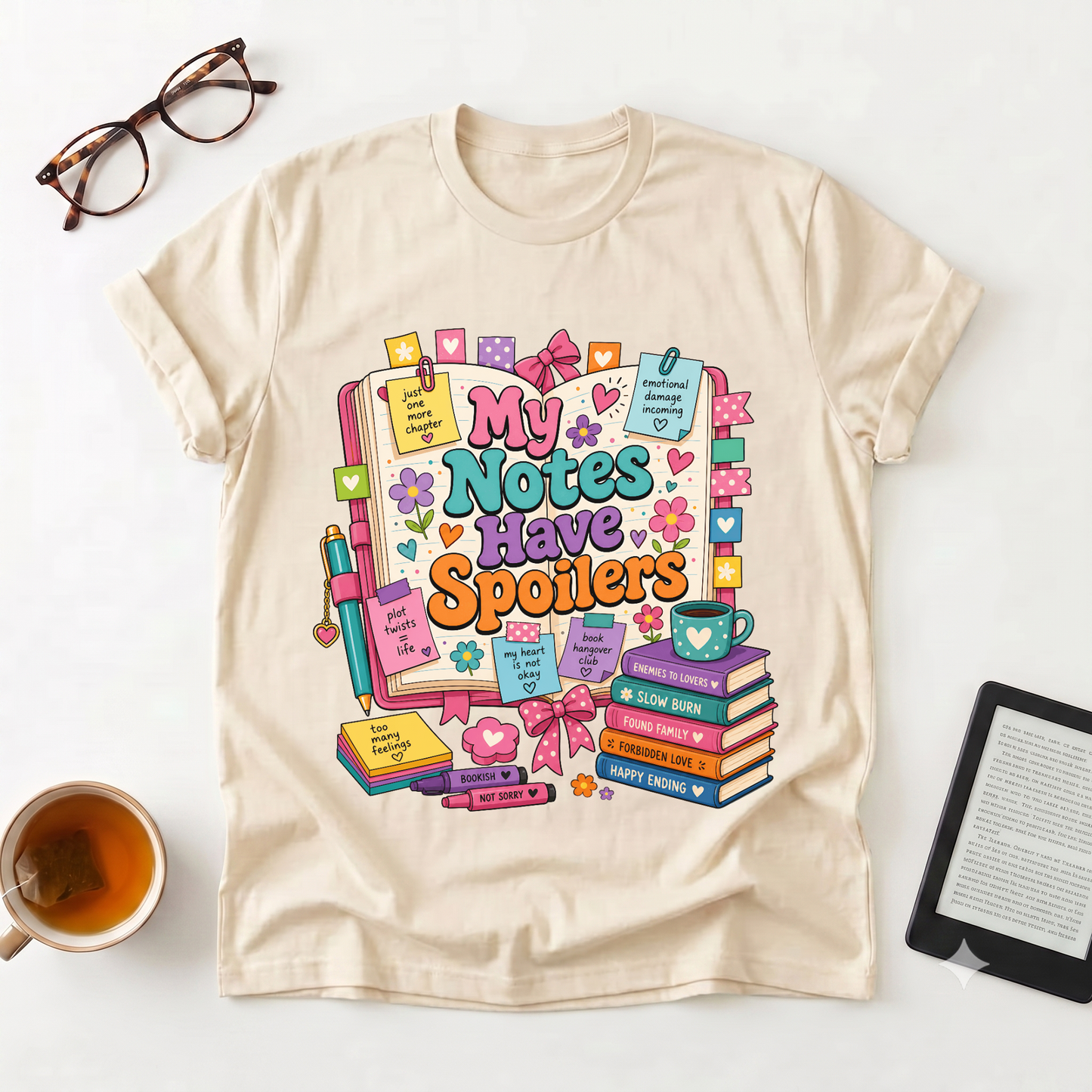 T-Shirt — "My Notes Have Spoilers" Cute Bookish Graphic Tee