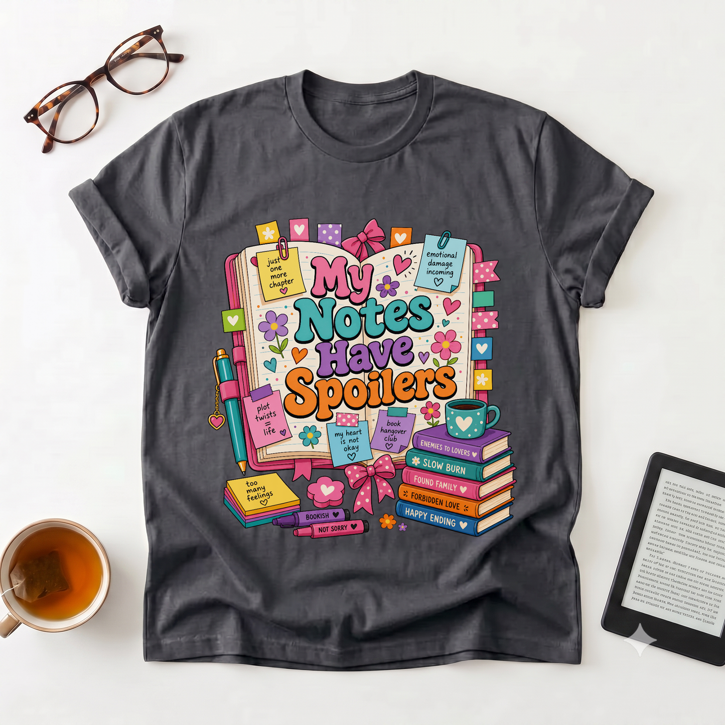 T-Shirt — "My Notes Have Spoilers" Cute Bookish Graphic Tee