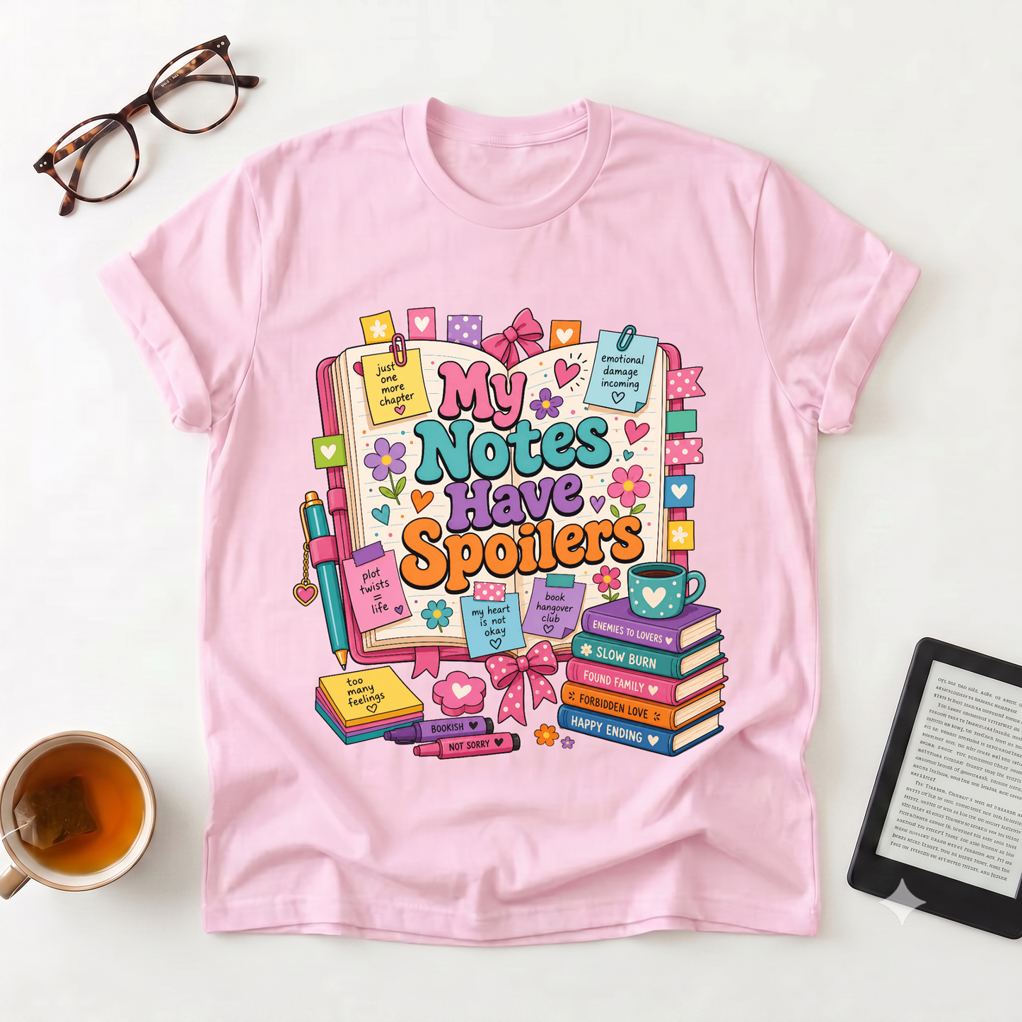 T-Shirt — "My Notes Have Spoilers" Cute Bookish Graphic Tee