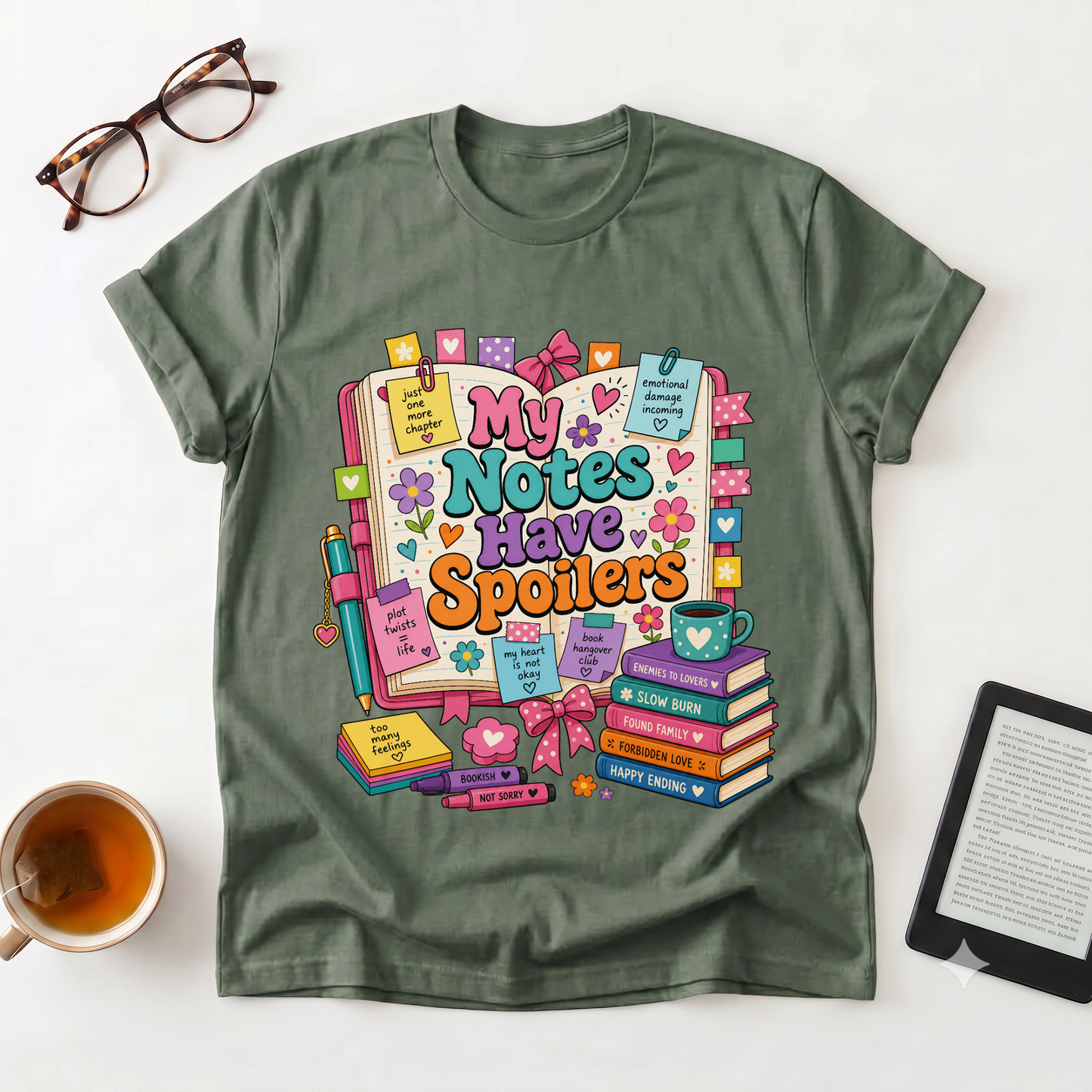T-Shirt — "My Notes Have Spoilers" Cute Bookish Graphic Tee