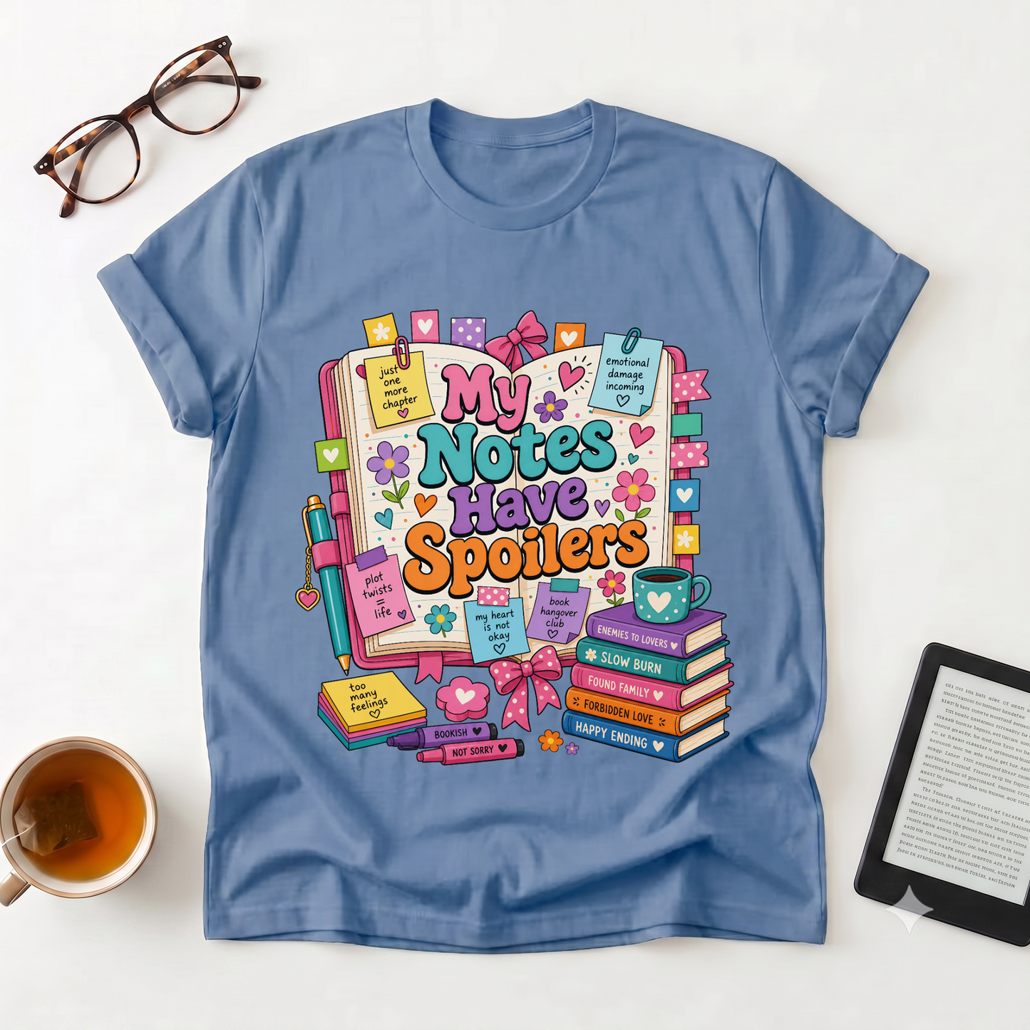 T-Shirt — "My Notes Have Spoilers" Cute Bookish Graphic Tee