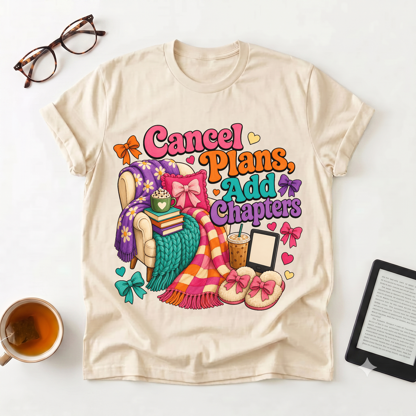 T-Shirt — "Cancel Plans, Add Chapters" Cozy Reading Tee