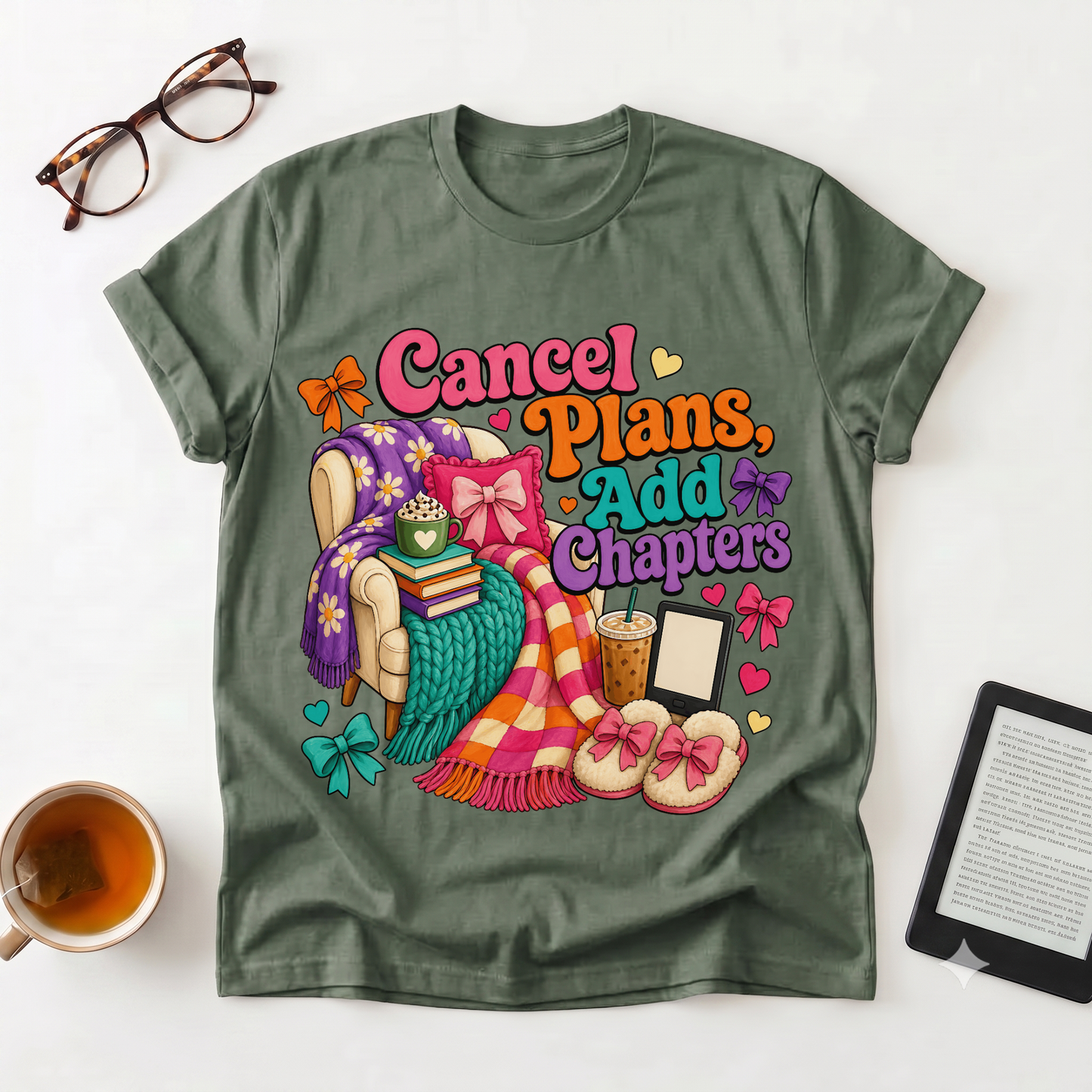 T-Shirt — "Cancel Plans, Add Chapters" Cozy Reading Tee