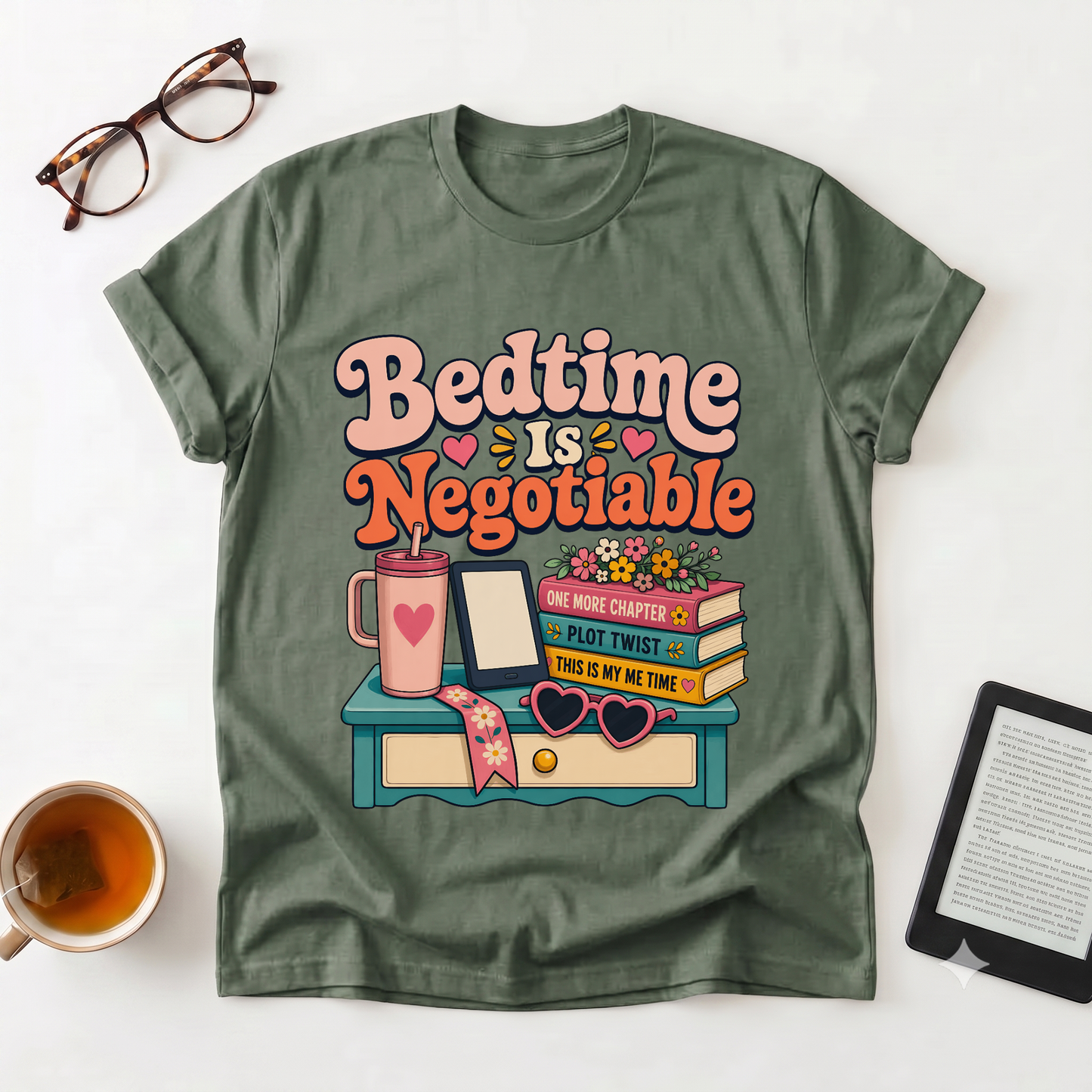 Bedtime Is Negotiable T-Shirt — Cozy Reading Night Graphic Tee