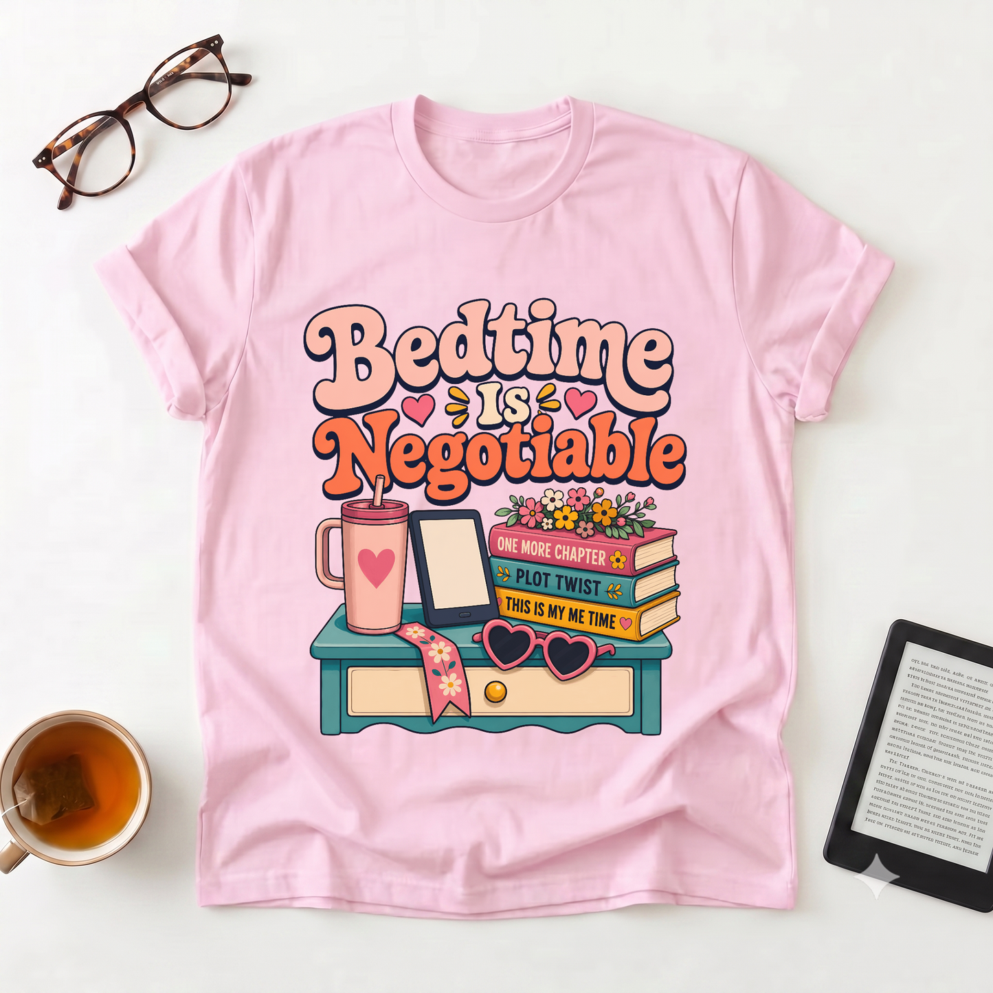 Bedtime Is Negotiable T-Shirt — Cozy Reading Night Graphic Tee
