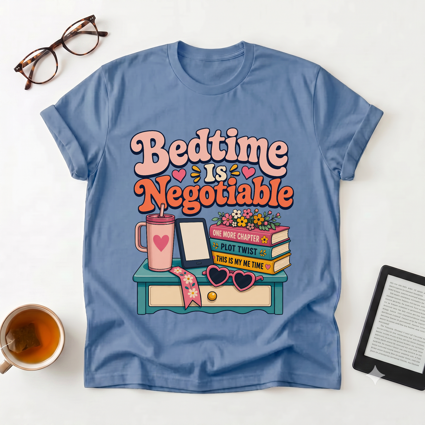 Bedtime Is Negotiable T-Shirt — Cozy Reading Night Graphic Tee