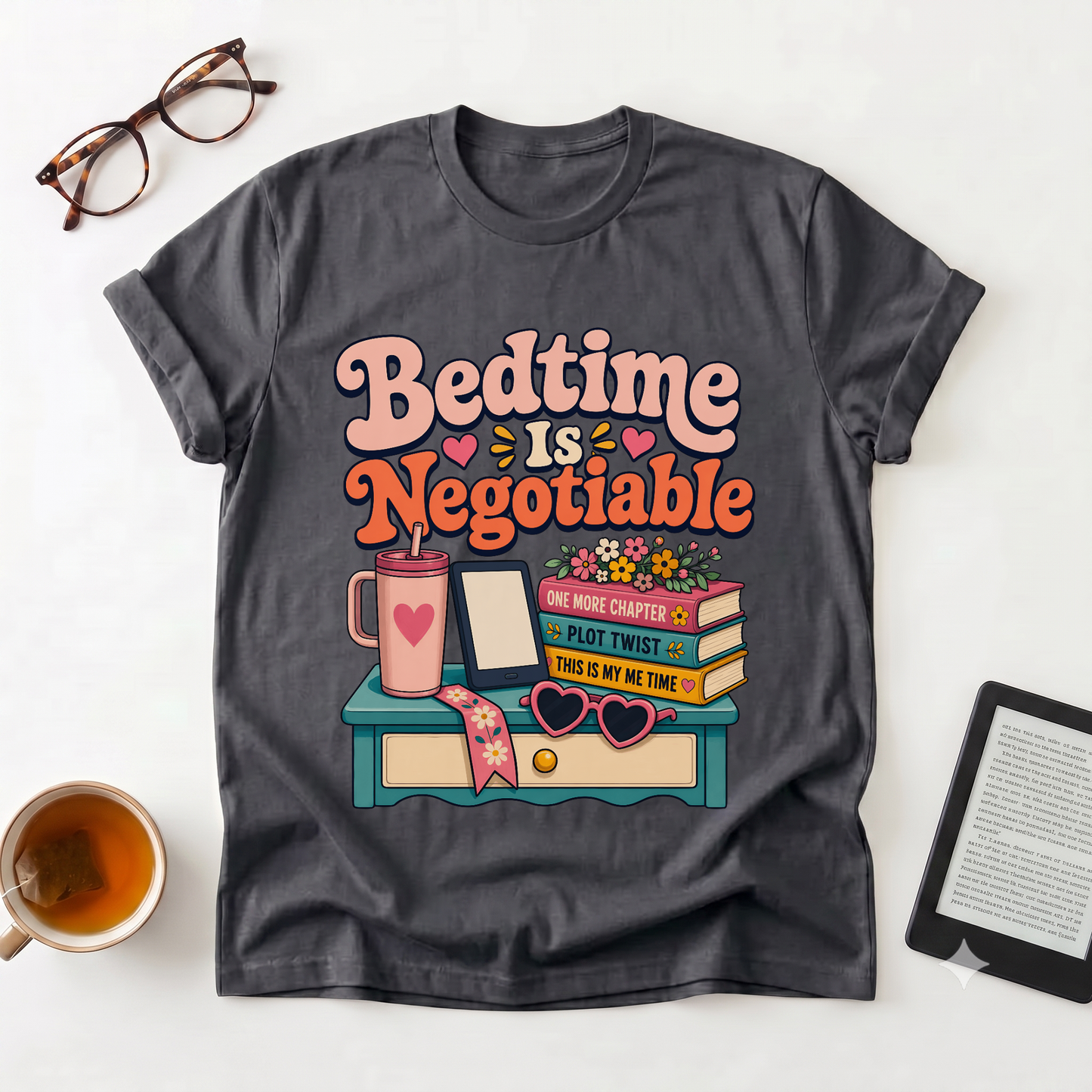 Bedtime Is Negotiable T-Shirt — Cozy Reading Night Graphic Tee
