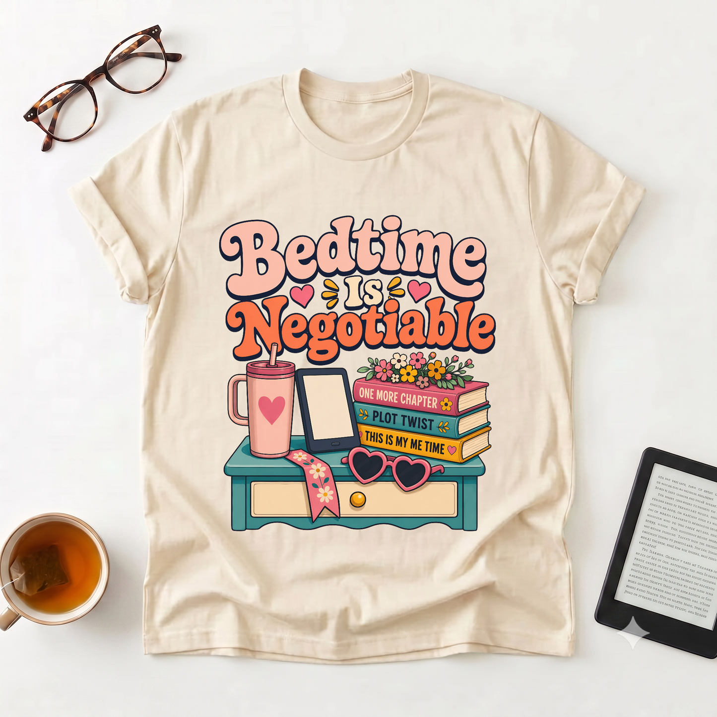 Bedtime Is Negotiable T-Shirt — Cozy Reading Night Graphic Tee