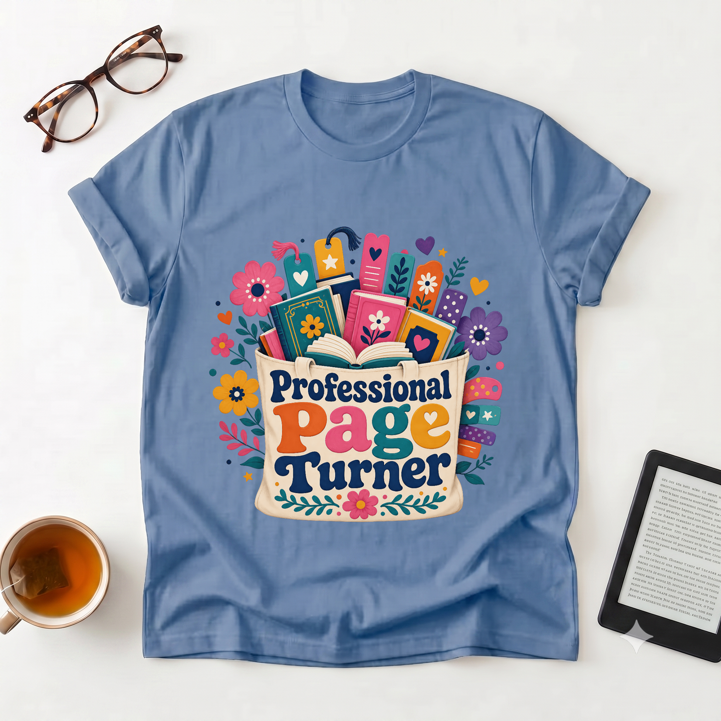Professional Page Turner T-Shirt — Floral Booklover Gift
