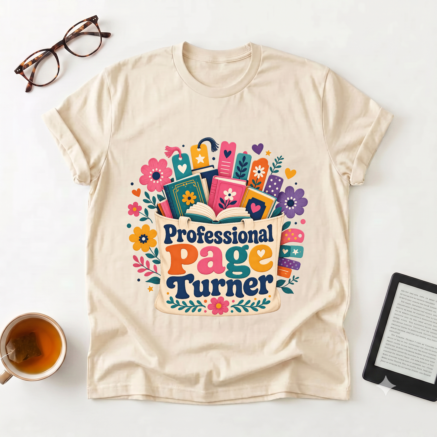 Professional Page Turner T-Shirt — Floral Booklover Gift