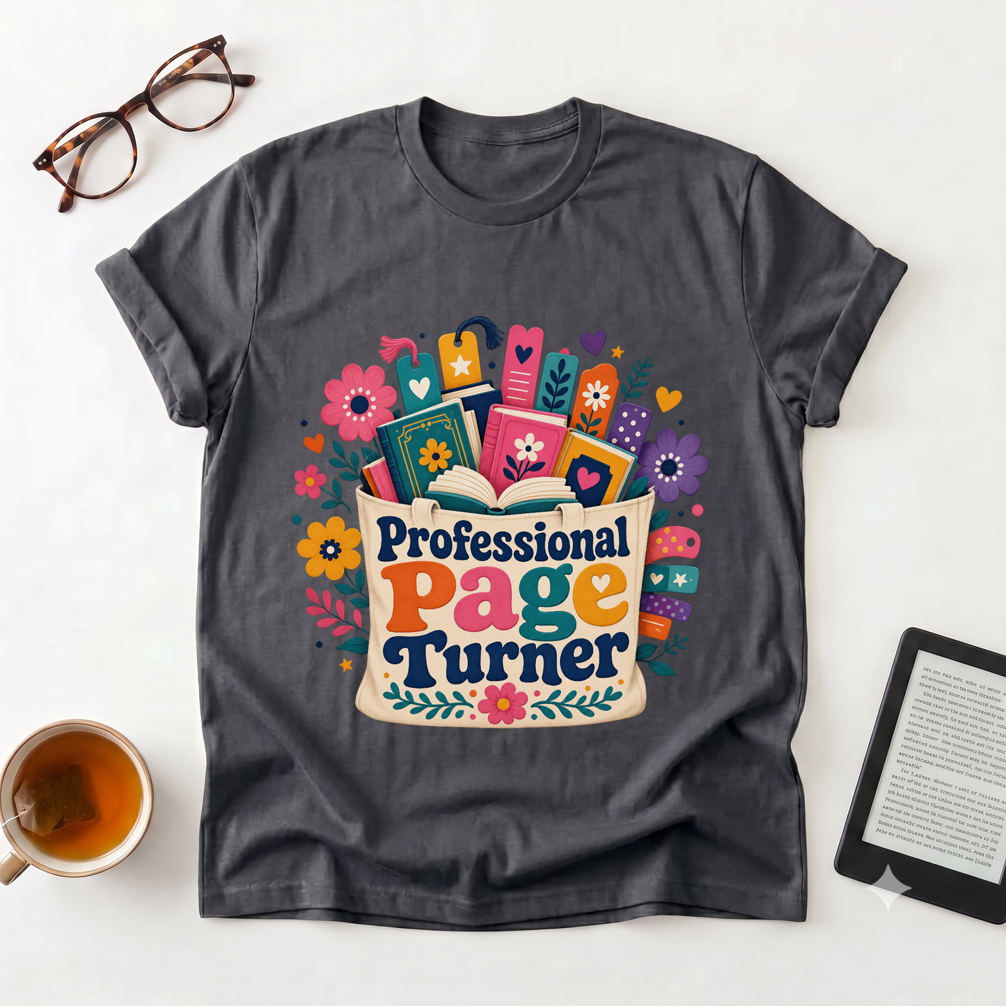 Professional Page Turner T-Shirt — Floral Booklover Gift