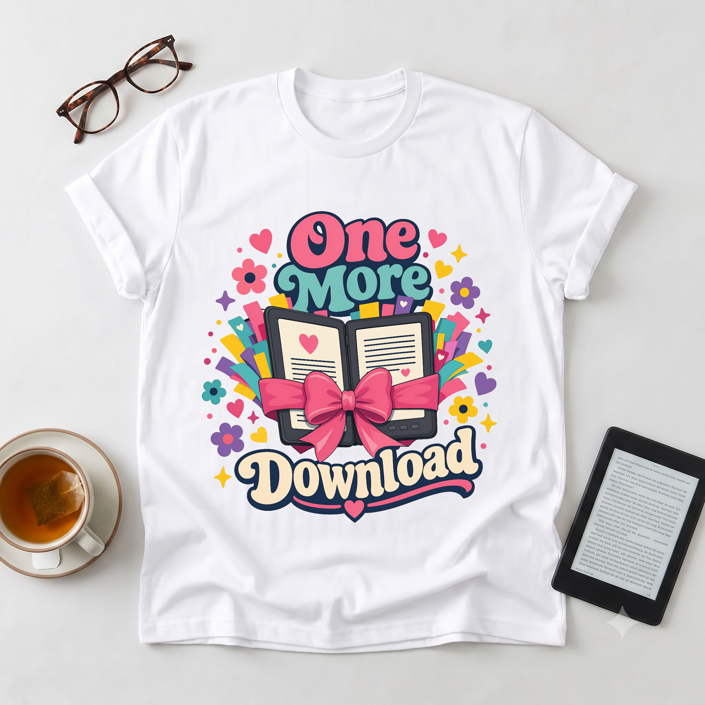One More Download T-Shirt — Cute Retro Ebook Graphic Tee