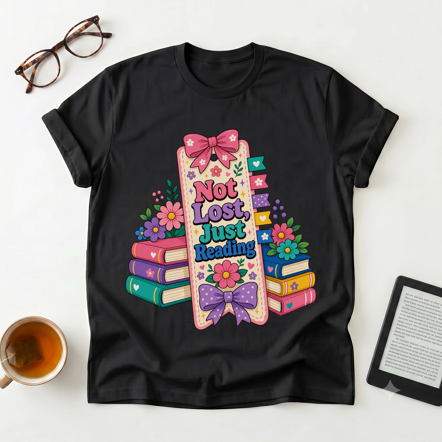 T-Shirt — "Not Lost, Just Reading" Cute Book Lover Graphic Tee