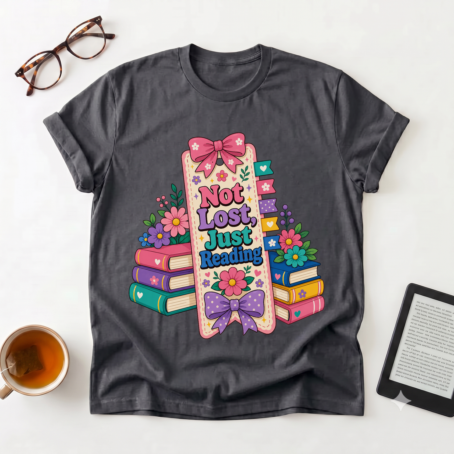 T-Shirt — "Not Lost, Just Reading" Cute Book Lover Graphic Tee