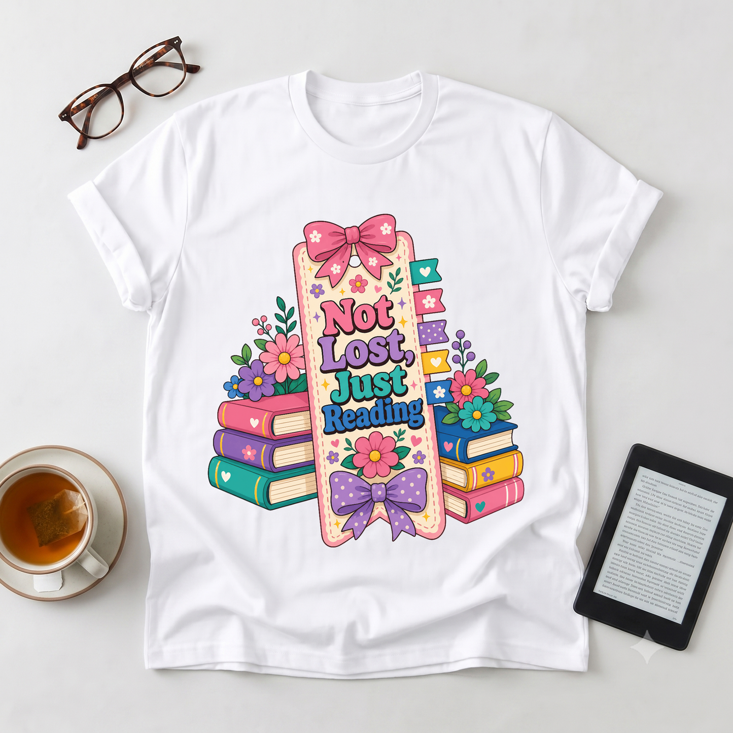 T-Shirt — "Not Lost, Just Reading" Cute Book Lover Graphic Tee