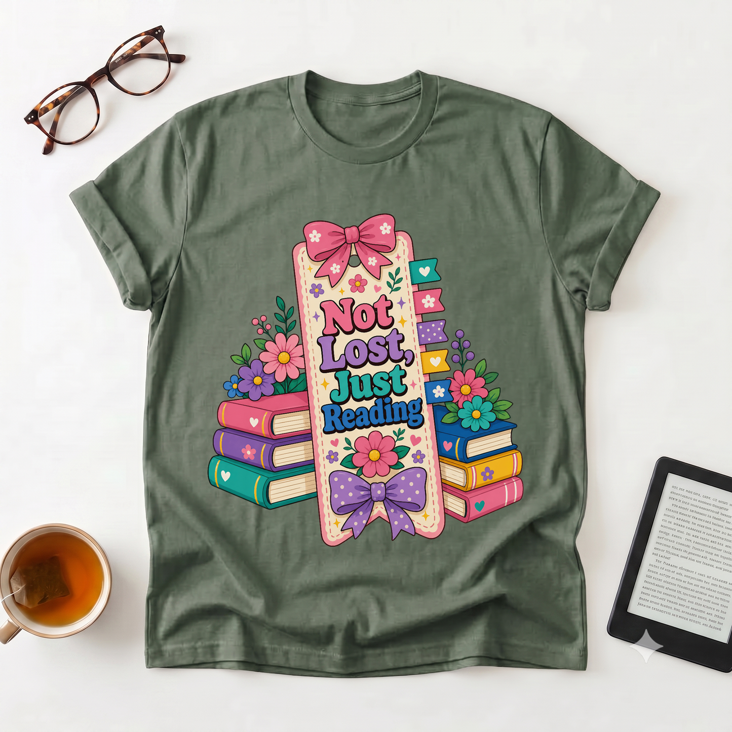 T-Shirt — "Not Lost, Just Reading" Cute Book Lover Graphic Tee