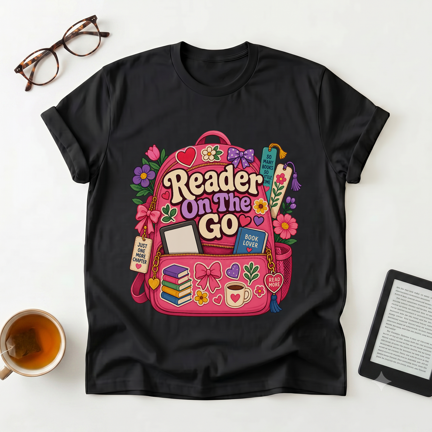 Reader On The Go Graphic T-Shirt — Reading Backpack Design