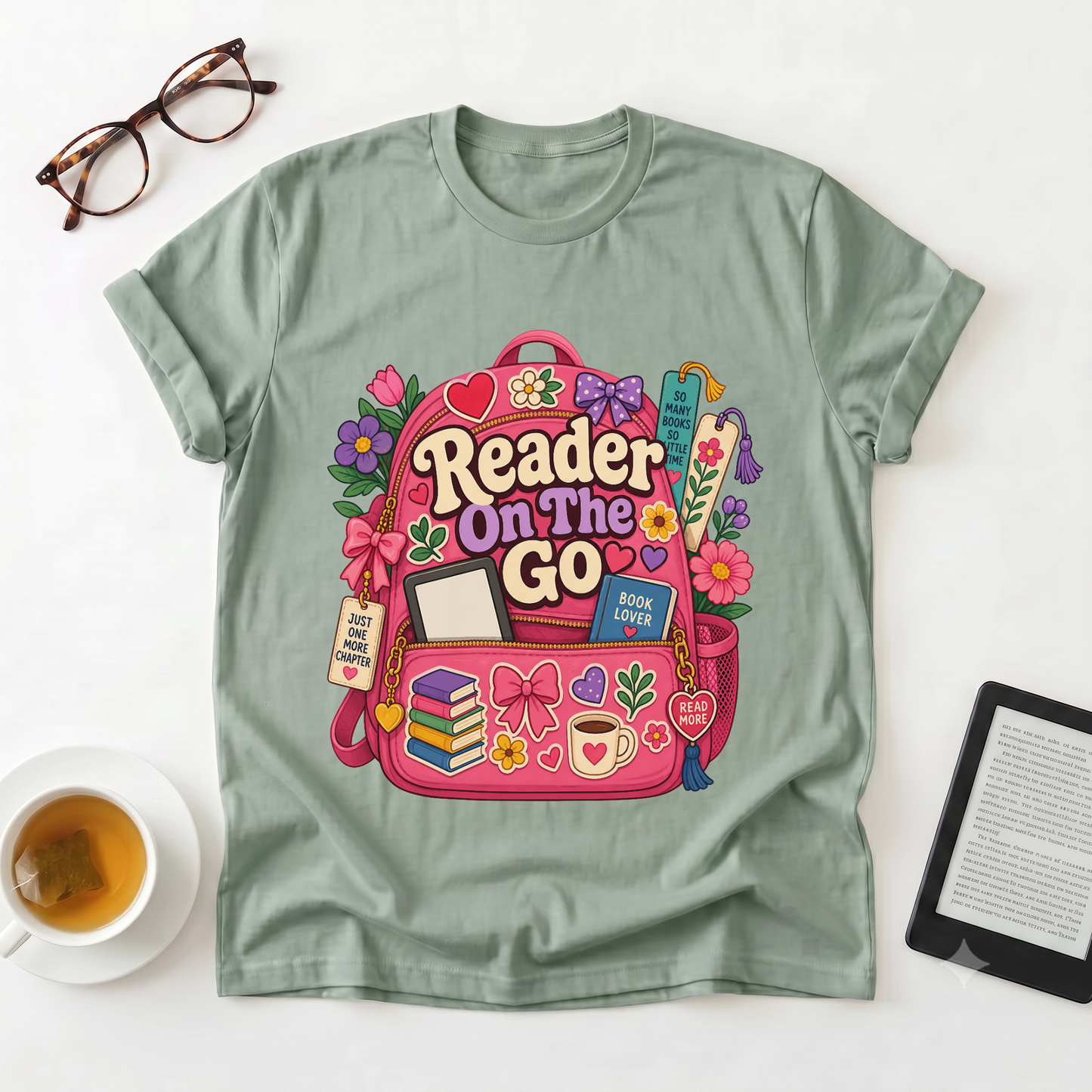 Reader On The Go Graphic T-Shirt — Reading Backpack Design