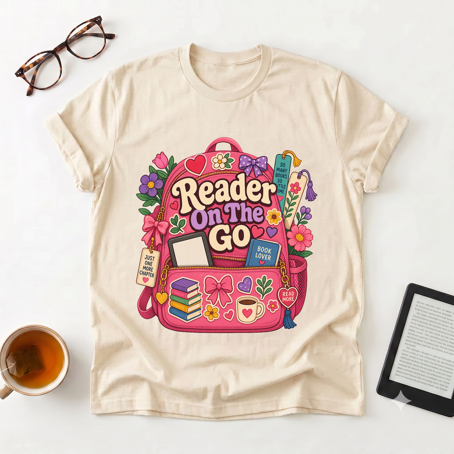 Reader On The Go Graphic T-Shirt — Reading Backpack Design