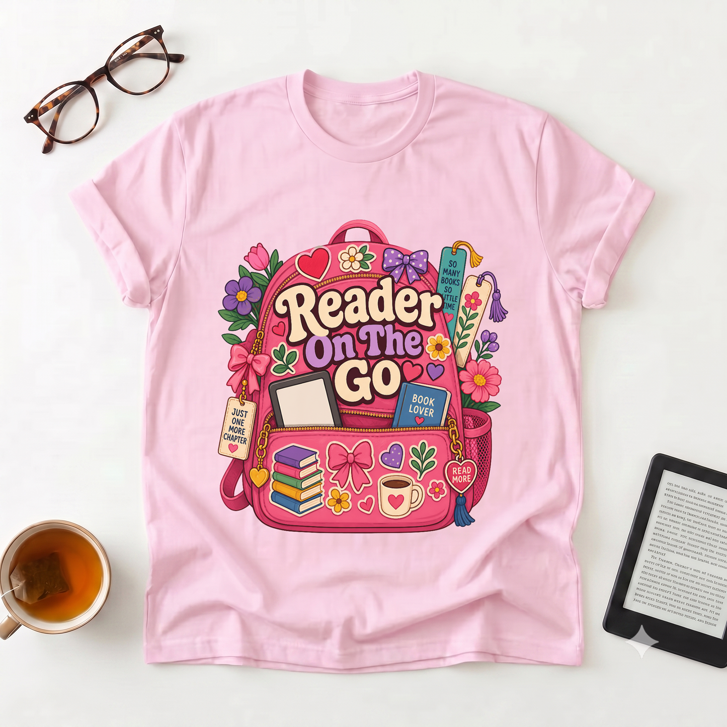 Reader On The Go Graphic T-Shirt — Reading Backpack Design