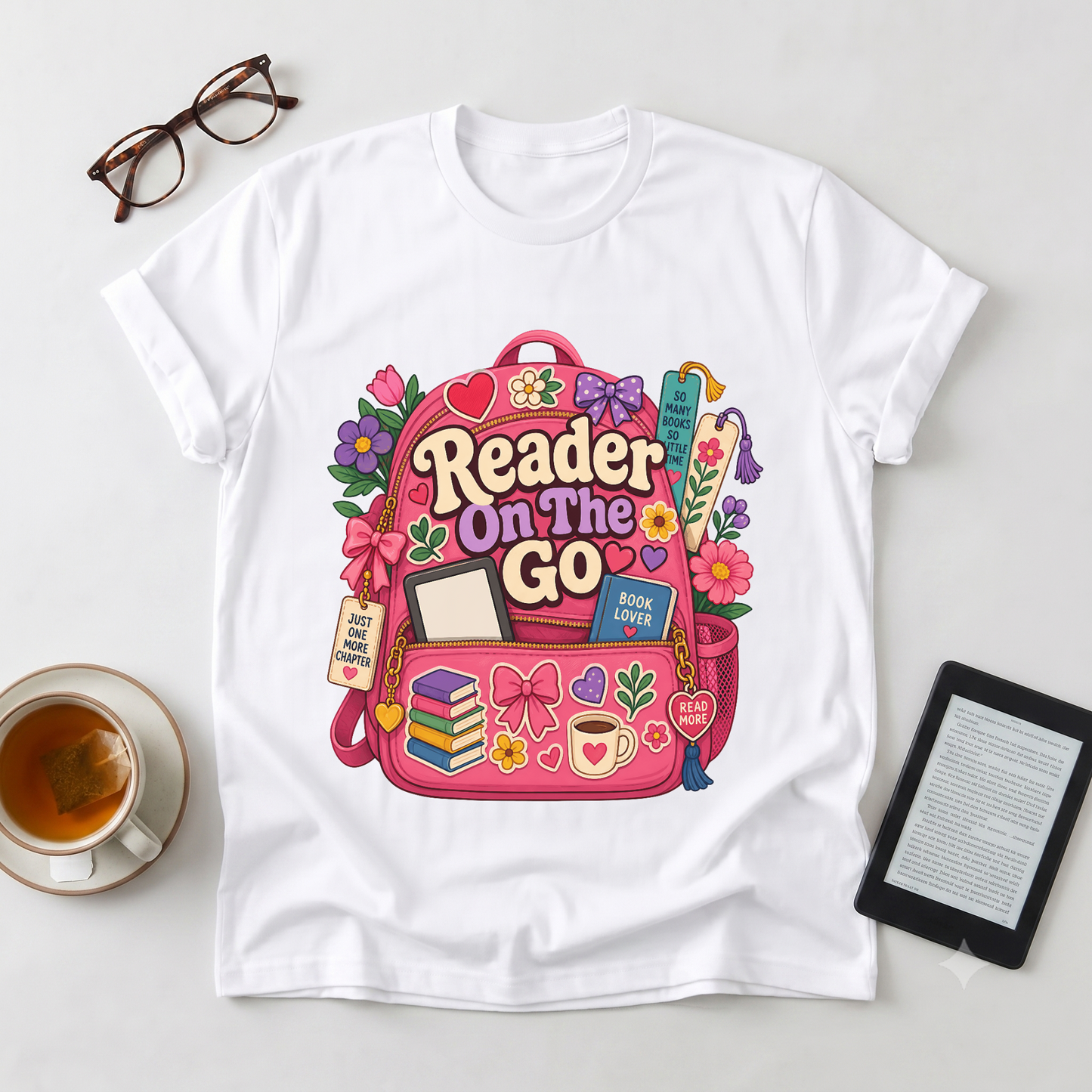 Reader On The Go Graphic T-Shirt — Reading Backpack Design