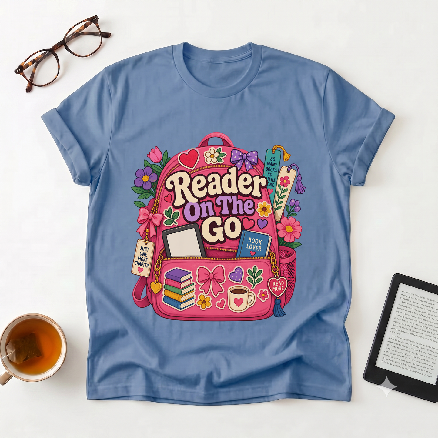 Reader On The Go Graphic T-Shirt — Reading Backpack Design