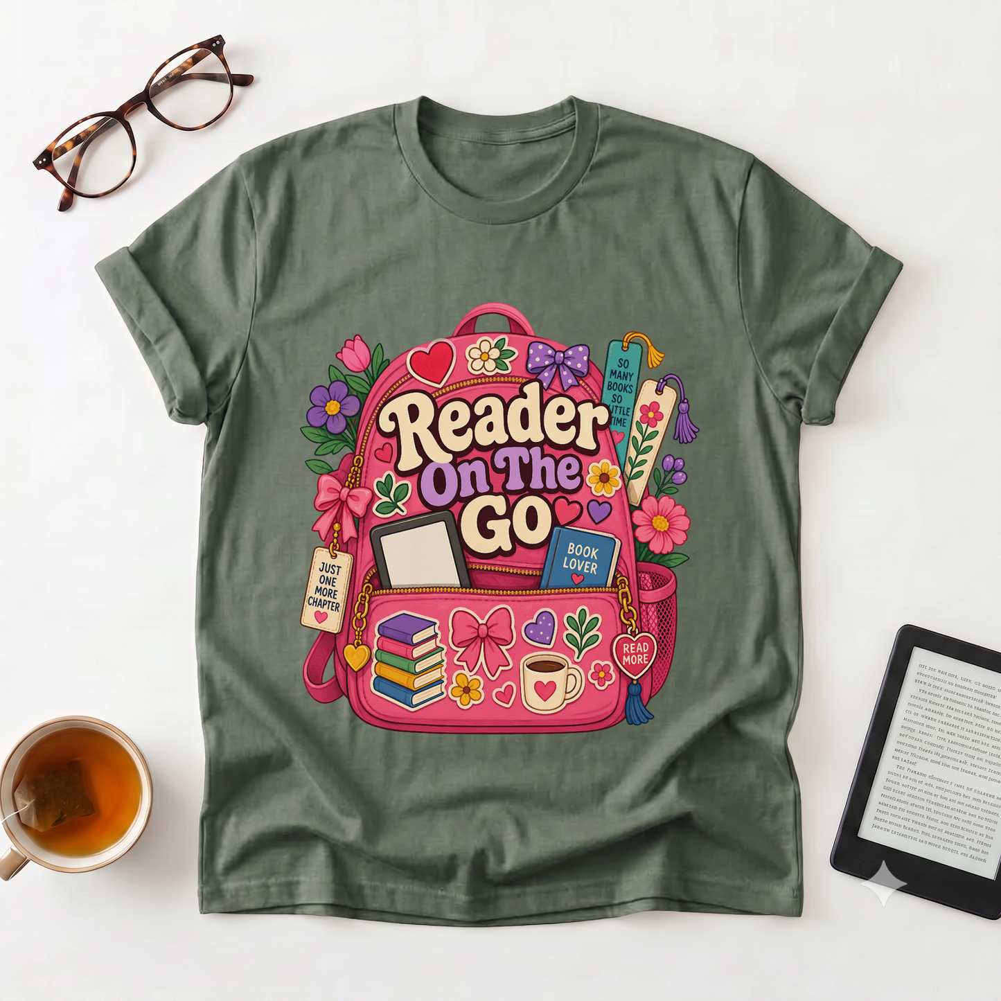 Reader On The Go Graphic T-Shirt — Reading Backpack Design