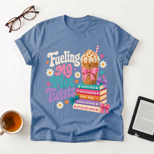 Plot Twist Reader T-Shirt — "Fueling My Plot Twists" Booklover Tee